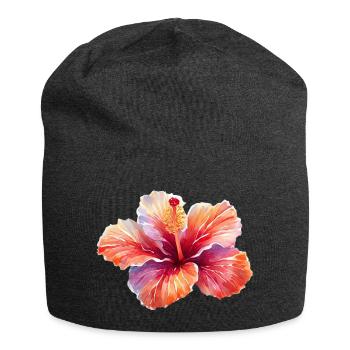 Hibiskusblüte bunt - Jersey-Beanie - Anthrazit - Vorne