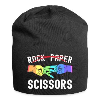 Lesbischer Stolz Steinpapier Schere Lustig LGBTQ - Jersey-Beanie - Schwarz - Vorne