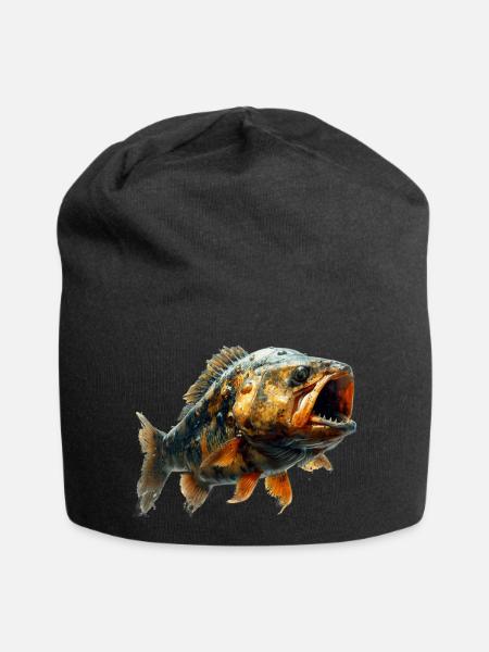 Piranha in photorealistic Style - Jersey-Beanie - Schwarz