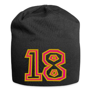 18. 18 ANS. 18e ANNIVERSAIRE. ANNIVERSAIRE 18 ANS. - Bonnet en jersey - noir - Devant