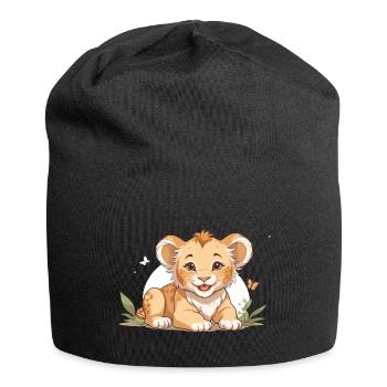 Lion cub with butterflies - Jersey Beanie - black - Front