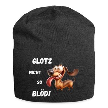 Glotz nicht so blöd! Dackel - Jersey-Beanie - Anthrazit - Vorne