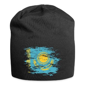 Kasachstan Flagge used - Jersey-Beanie - Schwarz - Vorne