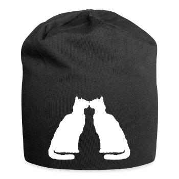 2 Katzen Küssen Pärchen Zwei Freunde Schmusen Paar - Jersey-Beanie - Schwarz - Vorne