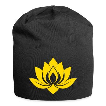 Gelber Lotus - Jersey-Beanie - Schwarz - Vorne