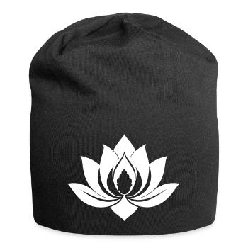 Weiße Seerose - Jersey-Beanie - Schwarz - Vorne