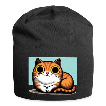 Süße Katze mit großen Augen - Jersey-Beanie - Schwarz - Vorne