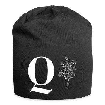 Minimalistisches Blumenmuster - Jersey-Beanie - Schwarz - Vorne