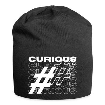 Curious Hashtag Typography - Jersey Beanie - black - Front
