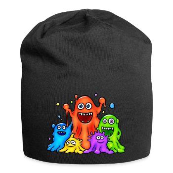 Bunte Schleimmonster - Jersey-Beanie - Schwarz - Vorne