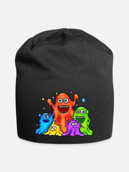 Bunte Schleimmonster - Jersey-Beanie - Schwarz