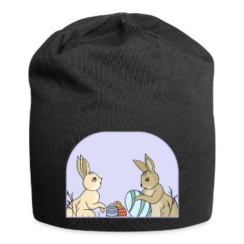 Cute bunnies with eggs - Jersey Beanie - black - Front