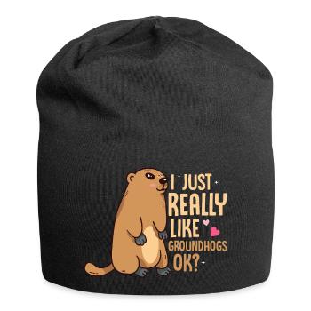 I Just Really Like Groundhogs, Ok? Rodent Animal - Jersey Beanie - black - Front