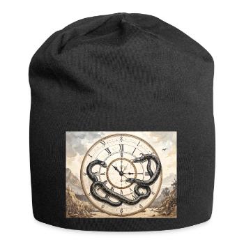 Uhrenschlange: Mythos und Zeit - Jersey-Beanie - Schwarz - Vorne