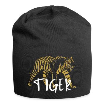 Wilder Tiger, Altmodisch, Abbildung - Jersey-Beanie - Schwarz - Vorne