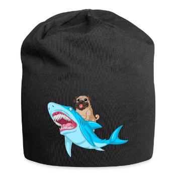 Mops Reitt Hai Lustig - Jersey-Beanie - Schwarz - Vorne