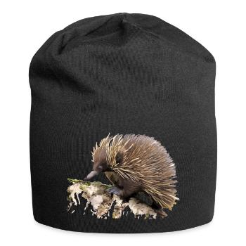 Igel in Aquarell auf Fels - Jersey-Beanie - Schwarz - Vorne