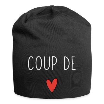 Coup de cœur  design minimaliste avec cœur rouge - Bonnet en jersey - noir - Devant