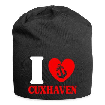 Vacances à la mer du Nord J’AIME CUXHAVEN Lustig - Bonnet en jersey - noir - Devant