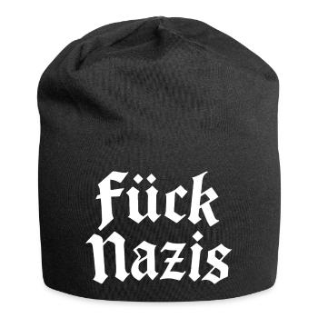 Fuck Nazis | Antifascist Typography Motif - Jersey Beanie - black - Front