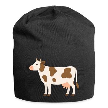 Pastellkuh mit braunen Flecken - Jersey-Beanie - Schwarz - Vorne