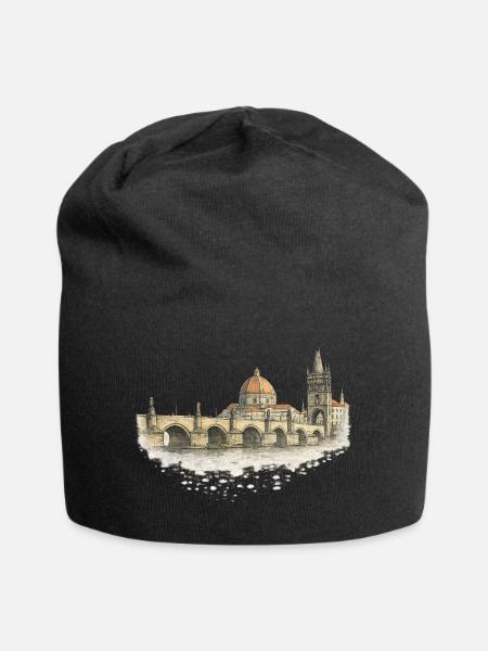 Florentiner Brücke & Dom Watercolor - Jersey-Beanie - Schwarz