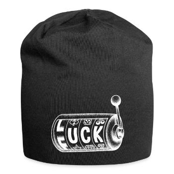 Luck – Fuck! Lustiger Slotmachine Spruch - Jersey-Beanie - Schwarz - Vorne