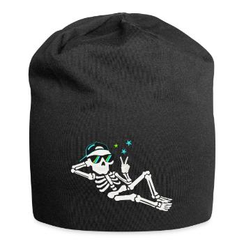 Casual skeleton in sunglasses - Jersey Beanie - black - Front