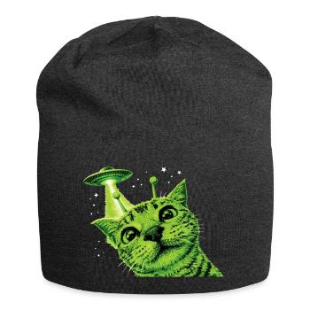Alien Cat UFO - Jersey Beanie - charcoal grey - Front