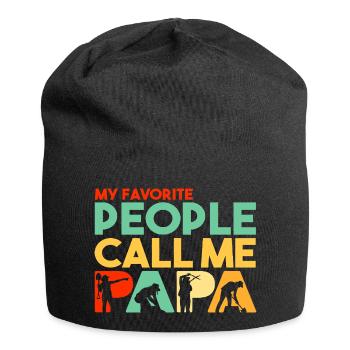 Landschaftsgestaltung Papa Gärtner Silhouette Retro-Kunst - Jersey-Beanie - Schwarz - Vorne