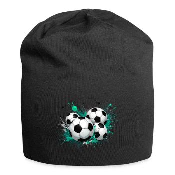 Das Fußballdesign zum Großereignis - Jersey-Beanie - Schwarz - Vorne