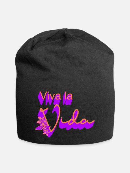 Auf das Leben Blumen-Design - Jersey-Beanie - Schwarz