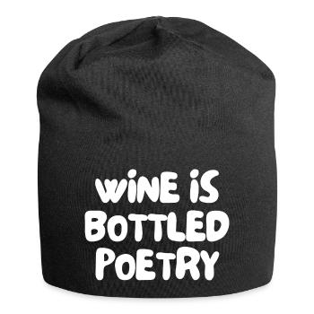wine is bottled poetry - Jersey Beanie - black - Front