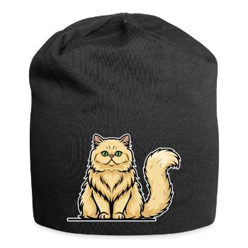 Cremefarbene Perserkatze Langhaariges Vintage-Porträt - Jersey-Beanie - Schwarz - Vorne