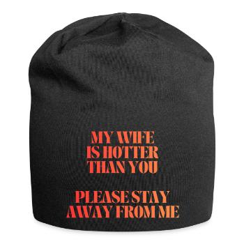 Meine Frau ist heißer als du - Jersey-Beanie - Schwarz - Vorne