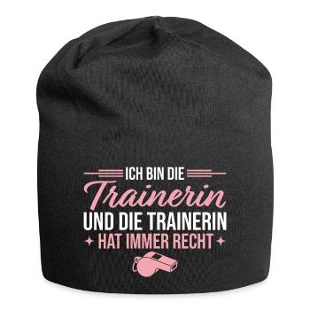 Trainerin hat immer recht Fußballtrainerin - Jersey-Beanie - Schwarz - Vorne