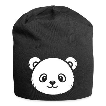 Süßer Panda Skizze – flauschiges Tiermotiv - Jersey-Beanie - Schwarz - Vorne