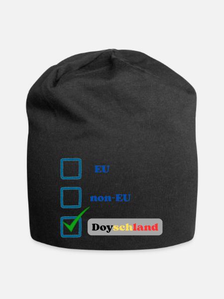 EU, non-EU oder Doyschland? - Jersey-Beanie - Schwarz