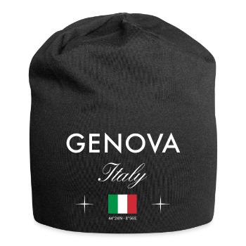 Genoa Italy Coordinates Travel Souvenir - Jersey Beanie - black - Front