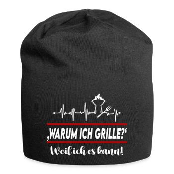Warum ich grille Weil ich es kann Grillsprüche BBQ - Jersey-Beanie - Schwarz - Vorne