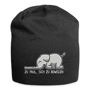 Elefant - zu faul, sich zu bewegen - Jersey-Beanie - Schwarz - Vorne