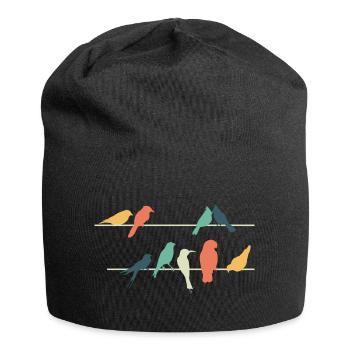 Bunte Vögel auf Drähten sitzend Niedlich Vogel - Jersey-Beanie - Schwarz - Vorne
