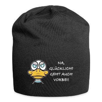 Glücklich, geht auch vorbei! - Jersey-Beanie - Schwarz - Vorne