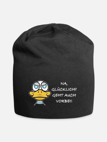 Glücklich, geht auch vorbei! - Jersey-Beanie - Schwarz