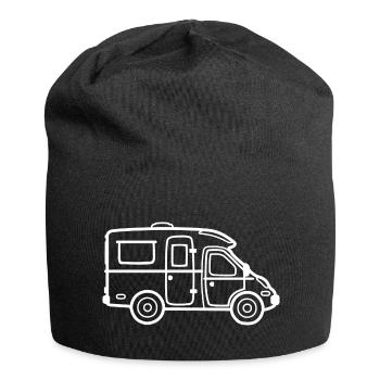 Camping-car partiellement intégré - contour blanc - Bonnet en jersey - noir - Devant