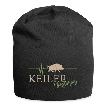 Kardiogramm Keiler Flüsterer Wildschwein Jäger - Jersey-Beanie - Schwarz - Vorne