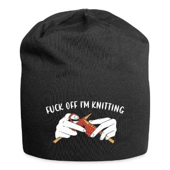 Fuck Off I'm Knitting - Jersey Beanie - black - Front