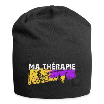 Le vélo est ma thérapie. Graphisme de cycliste - Bonnet en jersey - noir - Devant