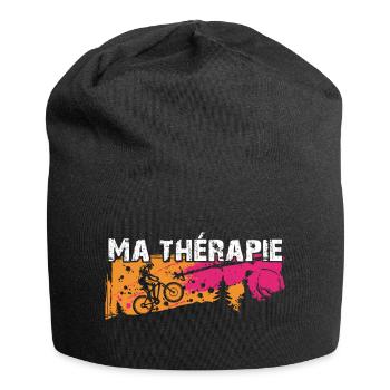 Le vélo est ma thérapie. Graphisme de cyclist - Bonnet en jersey - noir - Devant