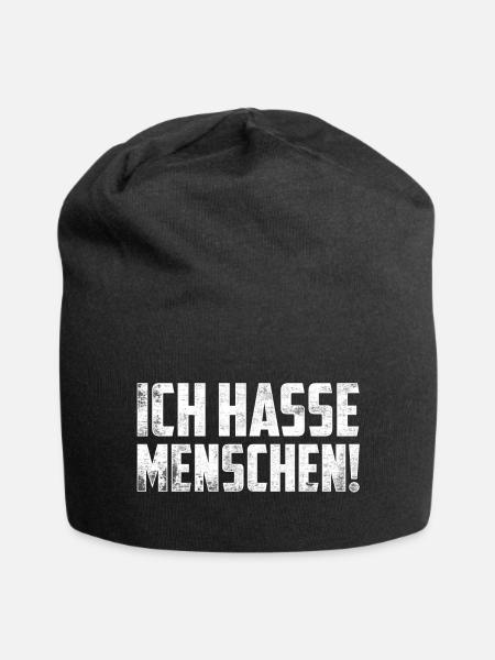 Ich hasse Menschen - Jersey-Beanie - Schwarz